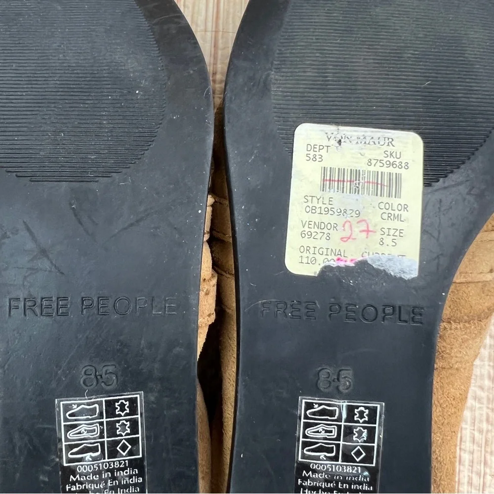 FREE PEOPLE Ballet Flats Size 8.5 Brown Gemini Crystal Mary Jane Square Toe